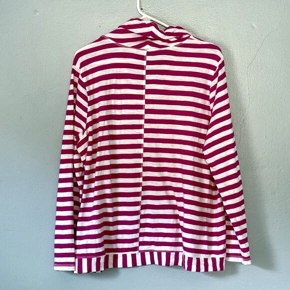 Chicos Top Womens Size 3 (XL) Pink White Stripe Funnel Neck Long Sleeve Zenergy - Picture 2 of 6